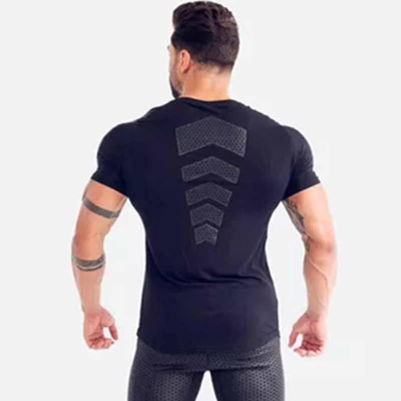 Camiseta masculina de secagem rápida, de compressão para melhorar o desempenho