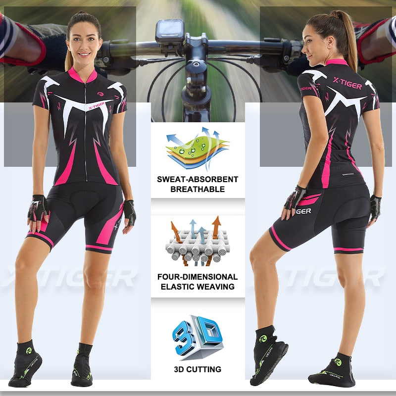 Conjunto de Ciclismo X-Tiger: Conforto, Proteção UV e Desempenho Aprimorados