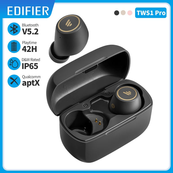 EDIFIER TWS1 Pro:  fones de ouvido Bluetooth sem fio com aptX, Bluetooth V5.2, tempo de reprodução de até 42 horas e carregamento rápido