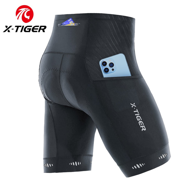 Short ciclismo masculino X-TIGER 5D: Conforto Coolmax e acolchoado